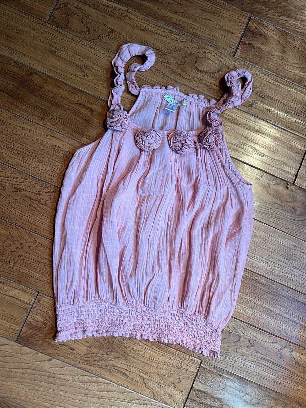Body Central Pink Ruffled Strap Floral-Accent Tank Dress